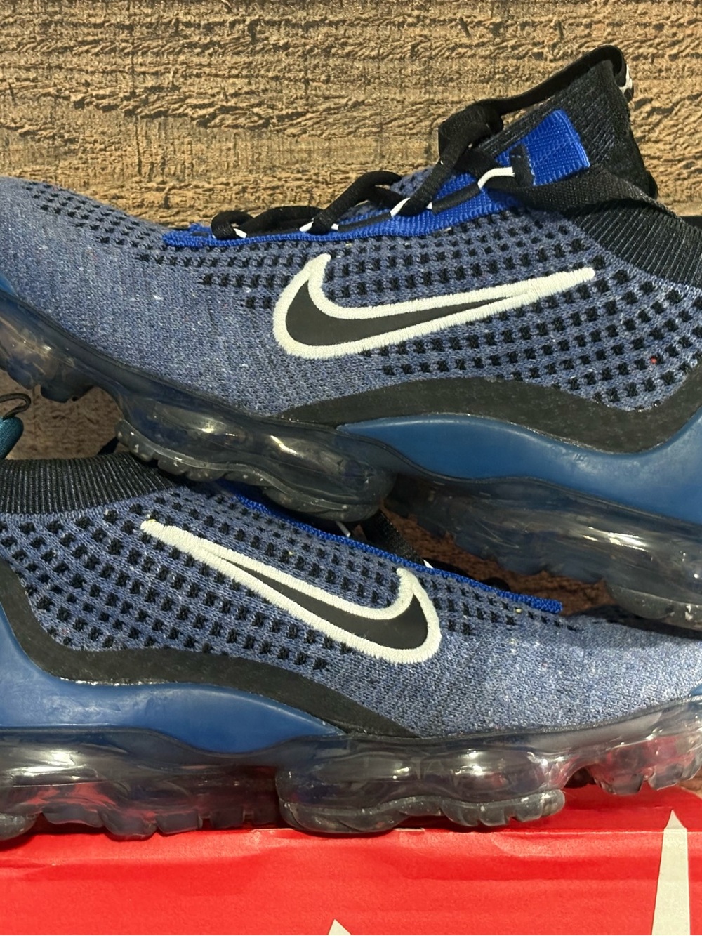 Nike Blue and Black Flyknit VaporMax Sneakers